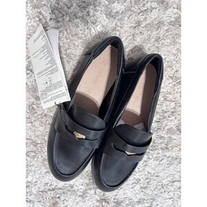 The Drop Womens Black Loafer Dress Shoes with Gold Accent Size 9